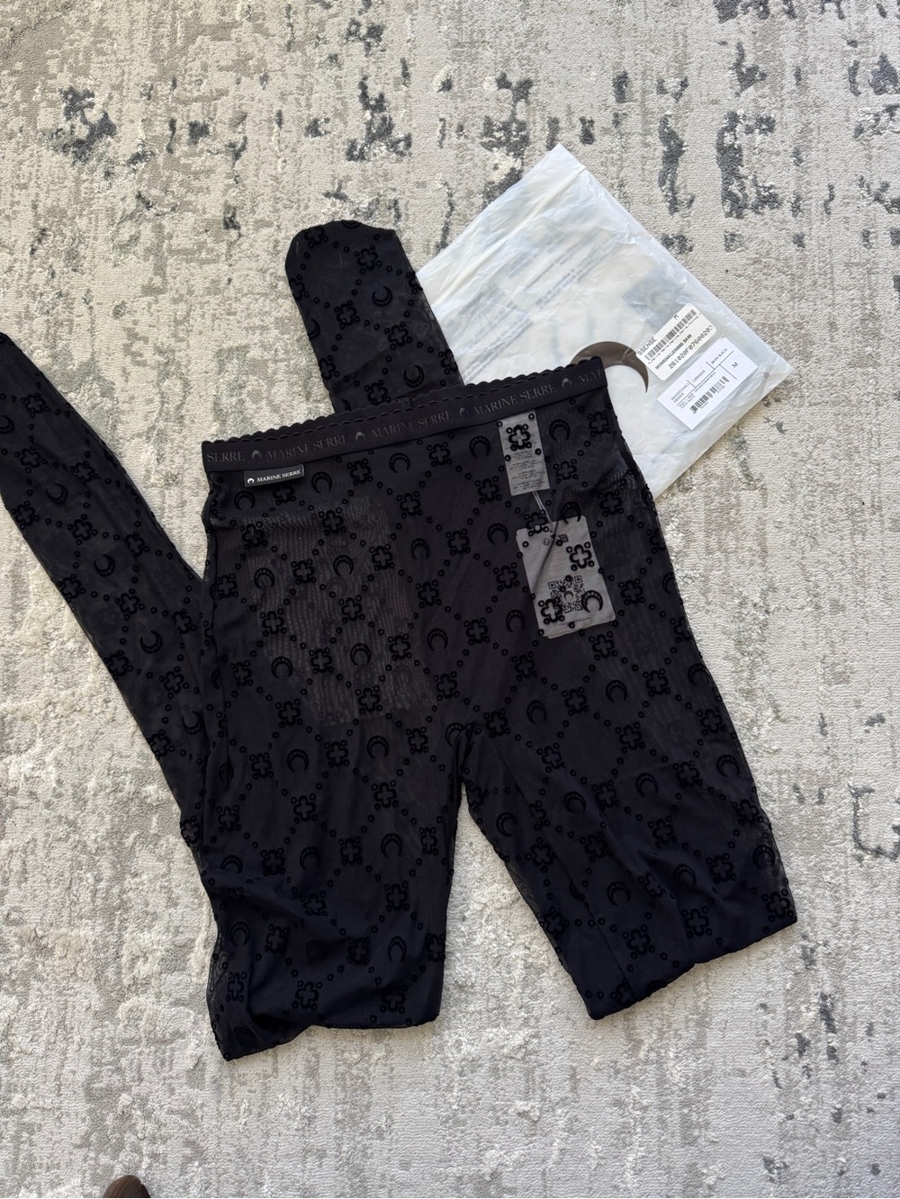 Marine Serre Moonogram Mesh Flock Tights M